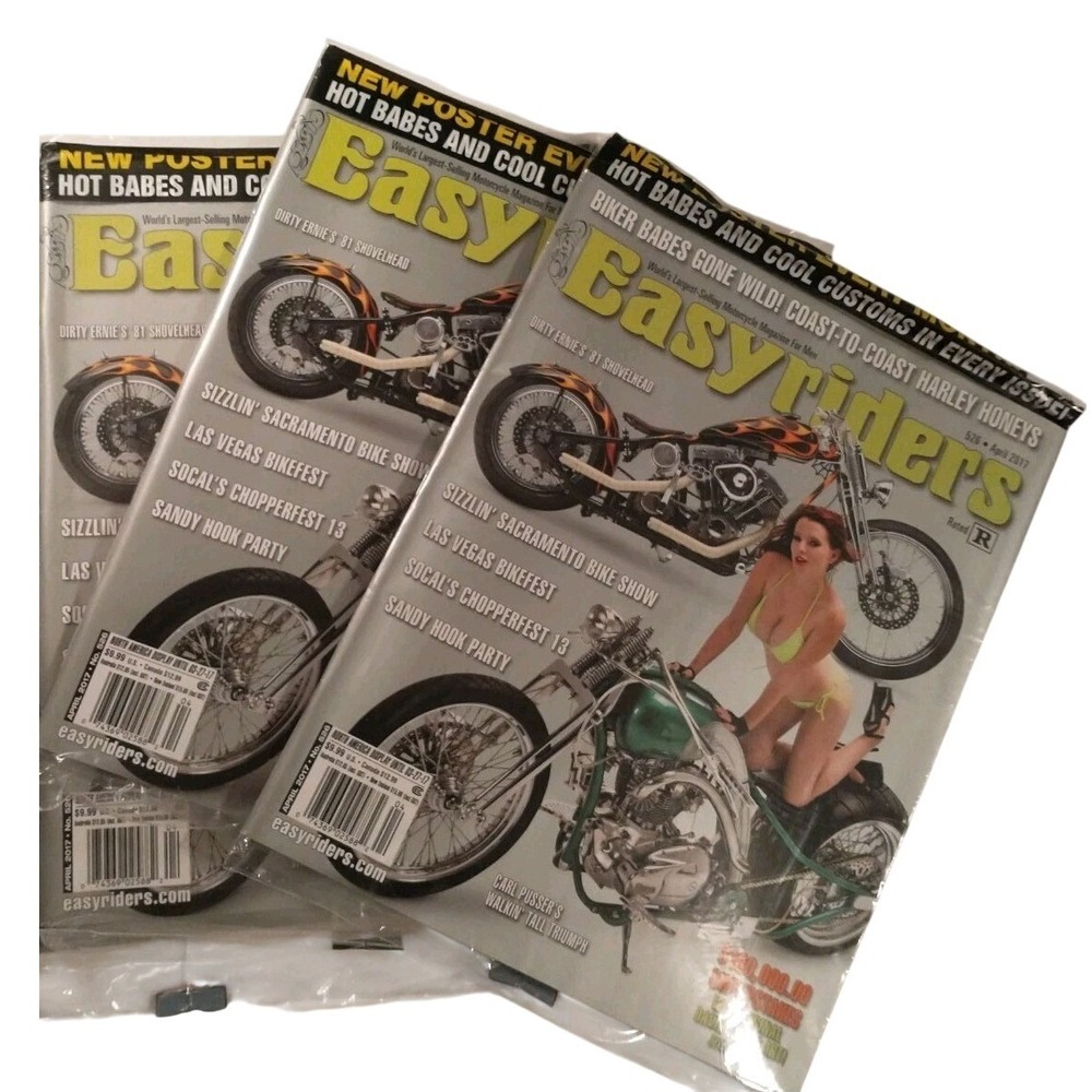 Lot of 3 Easyriders Magazine April 2017 Issue 526 Biker Lifestyle Sealed Copies